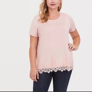 🟧HOLD🟧Torrid pink shirt with lace hem detail